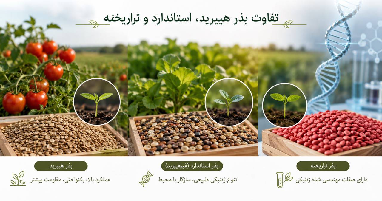 مقایسه جامع بذر استاندارد، هیبرید و تراریخته